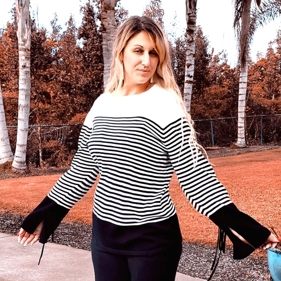 Chaps Colorblock Stripe Sweater black & white, XXL - Picture 8 of 16